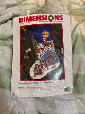 New Dimensions Holiday Hounds Needlepoint Christmas Stocking - Multi-Color 9113